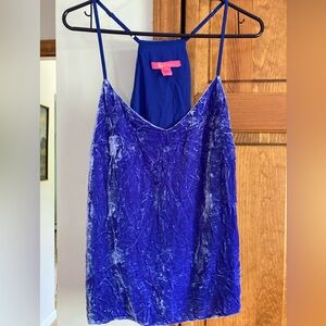 Lilly Pulitzer Crushed Velvet Blue Tank Top L Large